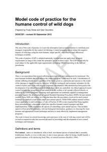 National model code of practice for the humane control of wild dogs
