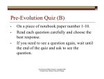 Pre-Evolution Quiz (B) - Harvard Life Sciences Outreach Program