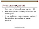 Pre-Evolution Quiz - Harvard Life Science Outreach Program