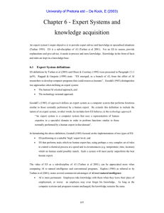 Chapter 6 - Expert Systems and knowledge