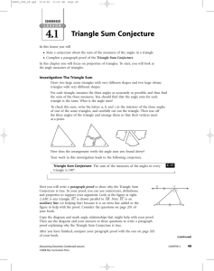 Triangle Sum Conjecture, Isosceles Triangles, Triangle Inequalities