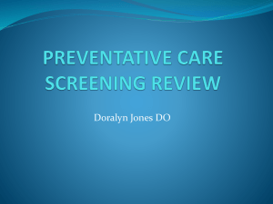 PREVENTATIVE CARE SCREENNG GUIDELINES