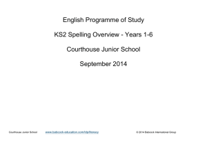 Spelling Overview 2014 - Courthouse Junior School