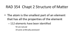 RAD 354 Chapt 3 Structure of Matter