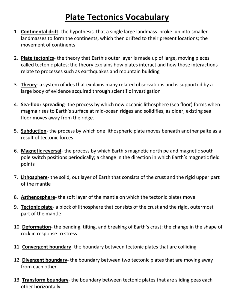 Bestseller: The Theory Of Plate Tectonics Worksheet ...