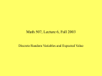 Lec06 DISCRETE RANDOM VARIABLES