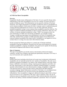Neurology Fact Sheet ACVIM Fact Sheet: Encephalitis Overview