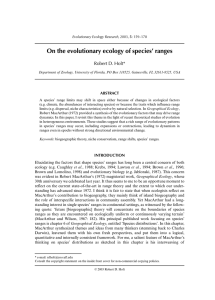On the evolutionary ecology of species` ranges - People