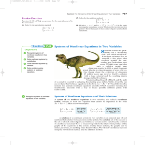 7.4 Systems of Nonlinear Equations in Two Variables