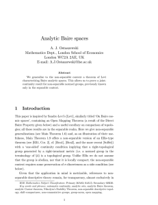 Analytic Baire spaces - Department of Mathematics
