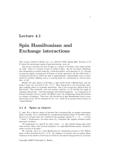 Spin Hamiltonians and Exchange interactions