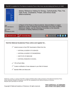 Dietary Reference Intakes for Energy, Carbohydrate, Fiber, Fat, Fatty