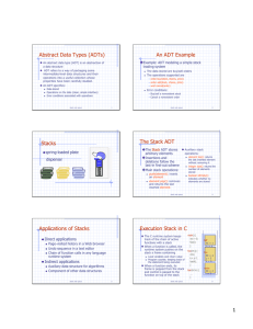 Abstract Data Types (ADTs) An ADT Example Stacks The Stack ADT