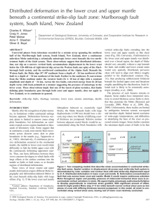 Distributed deformation in the lower crust and upper mantle beneath