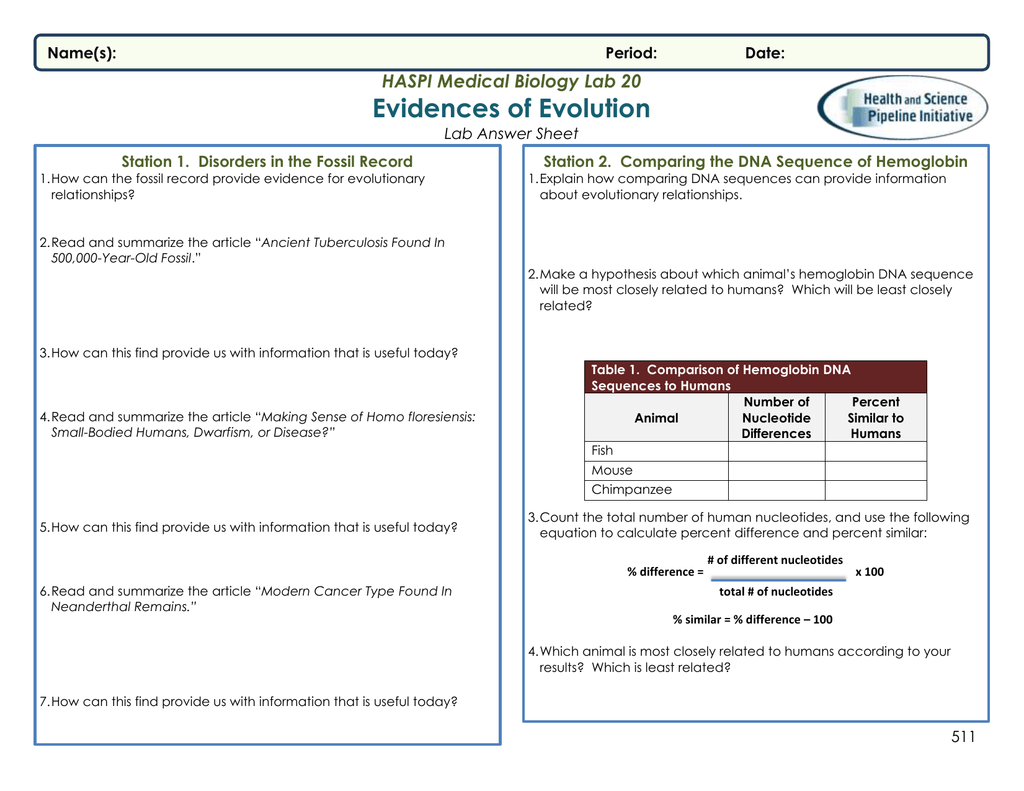 evidence-for-evolution-worksheet-answers