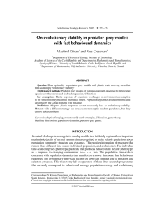 On evolutionary stability in predator–prey models with fast