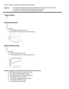 4.1AB: Random Variables and Probability Distributions Objectives: 1