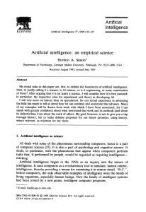 Artificial Intelligence Artificial intelligence: an empirical science