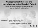 Management of Diabetes and Hyperglycemia in the Hospital Patient