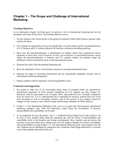 Chapter 1 – The Scope and Challenge of International Marketing