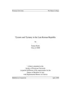 Tyrants and Tyranny in the Late Roman Republic