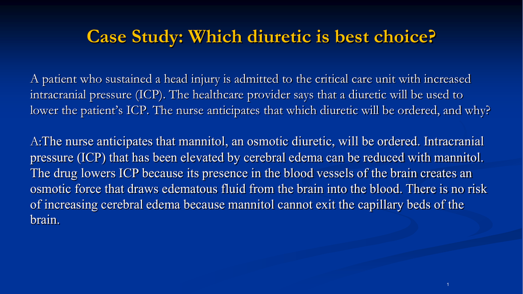 Case Study Which Diuretic Is Best Choice