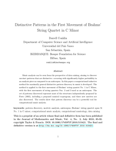 Distinctive Patterns in the First Movement of Brahms` String Quartet