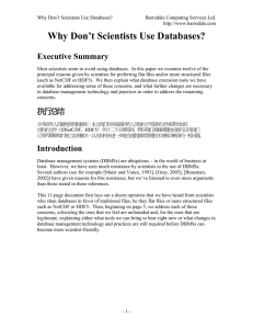 Why Scientists Don`t Use Databases
