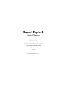General Physics I - Dr. David G. Simpson