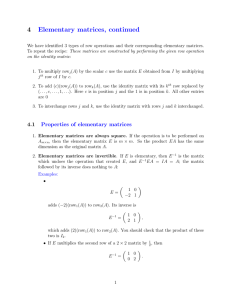 4 Elementary matrices, continued