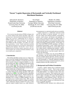 “Secure” Logistic Regression of Horizontally and Vertically