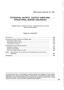 Potential output, output gaps and structural budget balances