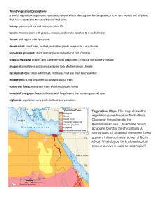 Vegetation Maps This map shows the vegetation zones found in