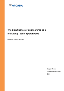 The Significance of Sponsorship as a Marketing Tool in Sport Events