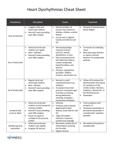 Heart Dysrhythmias Cheat Sheet Arrhythmias Description Causes