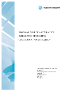 blogs as part of a company`s integrated marketing