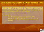 VOLCANIC-HOSTED MASSIVE SULPHIDE DEPOSITS
