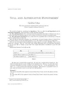 Null and Alternative Hypotheses
