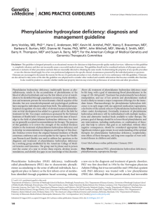 Phenylalanine hydroxylase deficiency: diagnosis and management