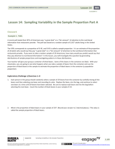 Lesson 14: Sampling Variability in the Sample Proportion Part A