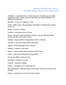 World History Key Terms Ancient River Valley Civilizations
