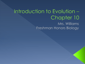 Introduction to Evolution Chapter 10 Honors
