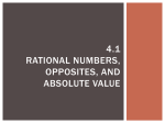 4.1 Rational numbers, opposites, and absolute value