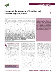 Position of the Academy of Nutrition and Dietetics