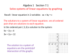 Algebra 1 Section 7.1 Solve systems of linear equations