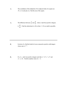 The coordinates of the midpoints of two adjacent sides of