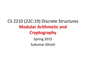 Integers, Modular Arithmetic and Cryptography