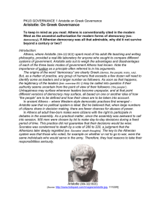 Aristotle: On Greek Governance