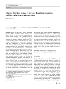 Charles Darwin`s Origin of Species, directional selection, and the