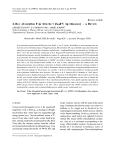 X-Ray Absorption Fine Structure (XAFS) Spectroscopy – A Review